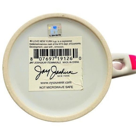Souvenir I Love New York Pink Ceramic Coffee Mug with Spoon All Over Print - Picture 6 of 6